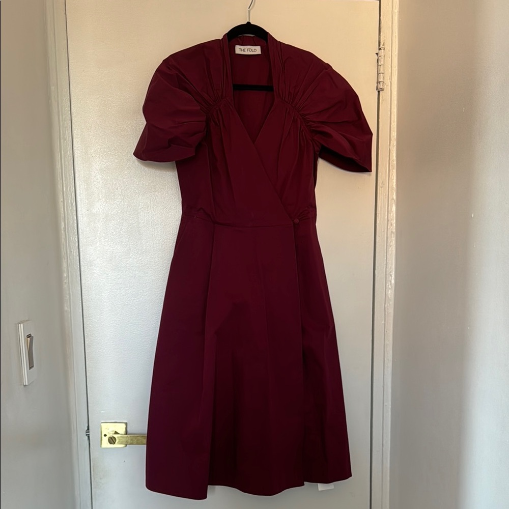 The Fold London Wrap Dress with Cap Gathered Sleeves Size US6 or UK10